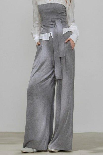 Summer Autumn Knitted Fake Two-Piece Set-Up