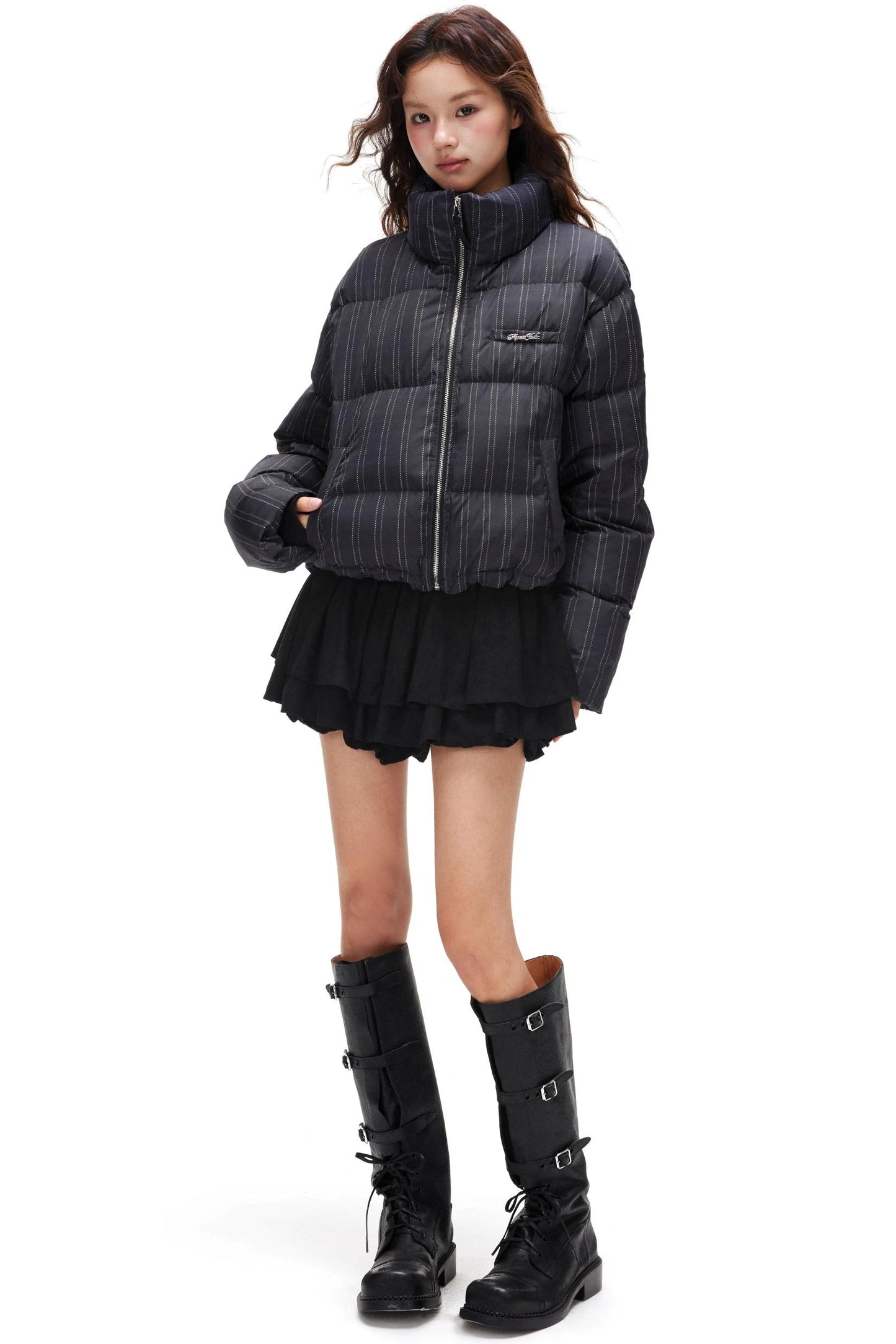 Suede Ruffled A-Line Skirt