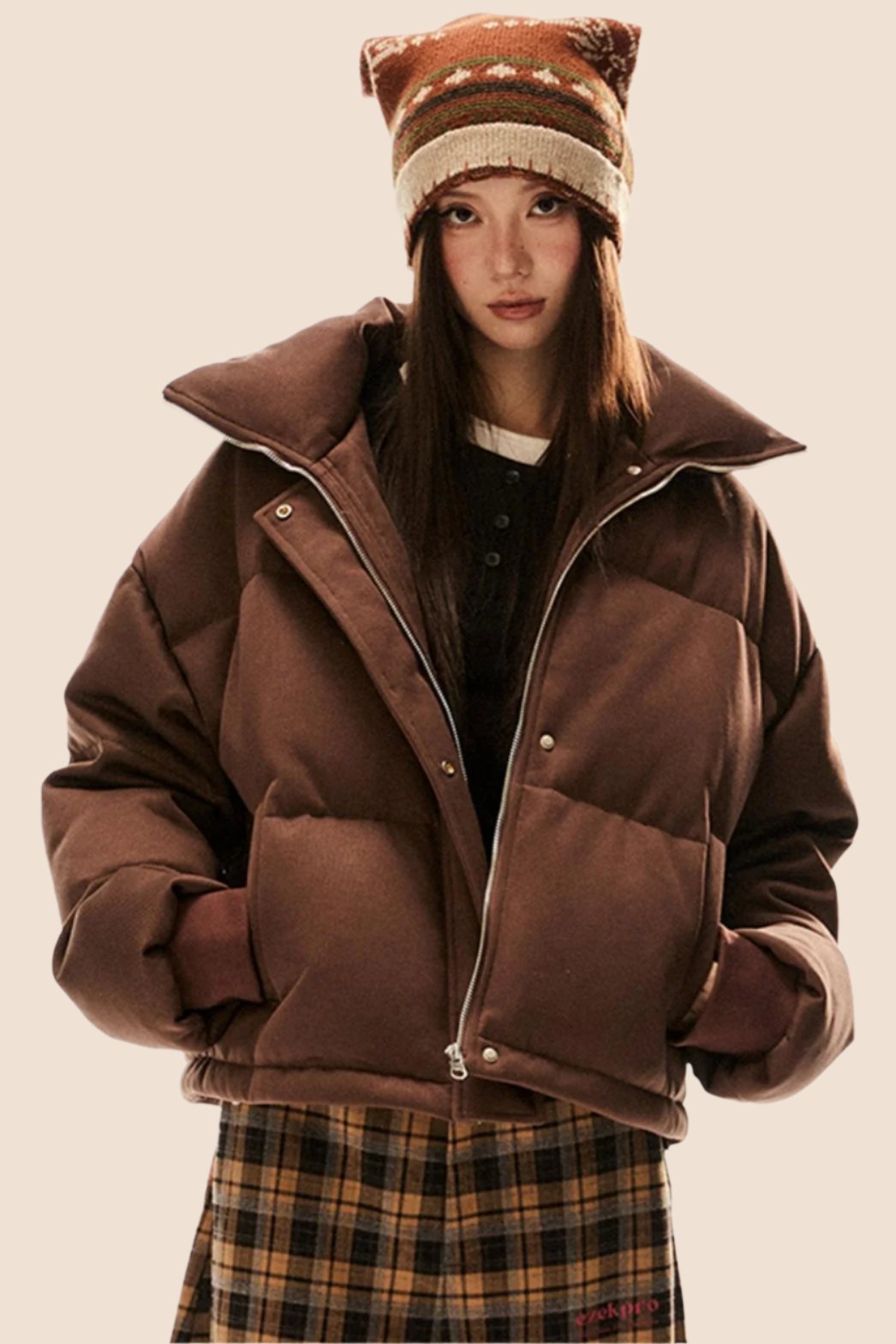 Short Two-Tone White Duck Down Jacket main image 0