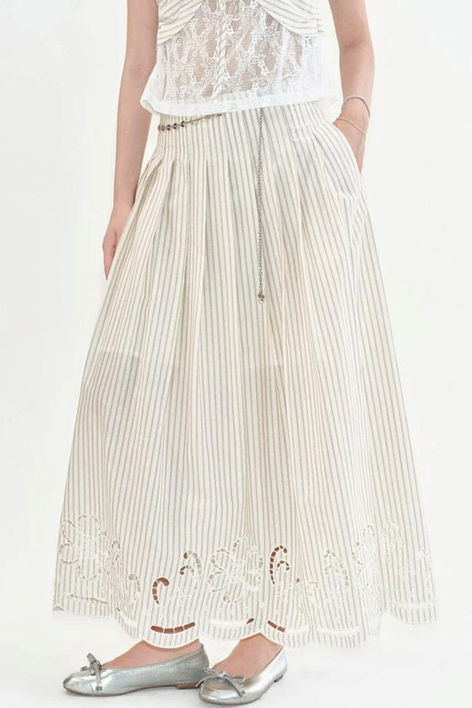 Cotton Embroidered A-Line Skirt