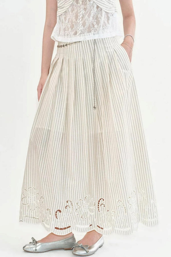 Cotton Embroidered A-Line Skirt