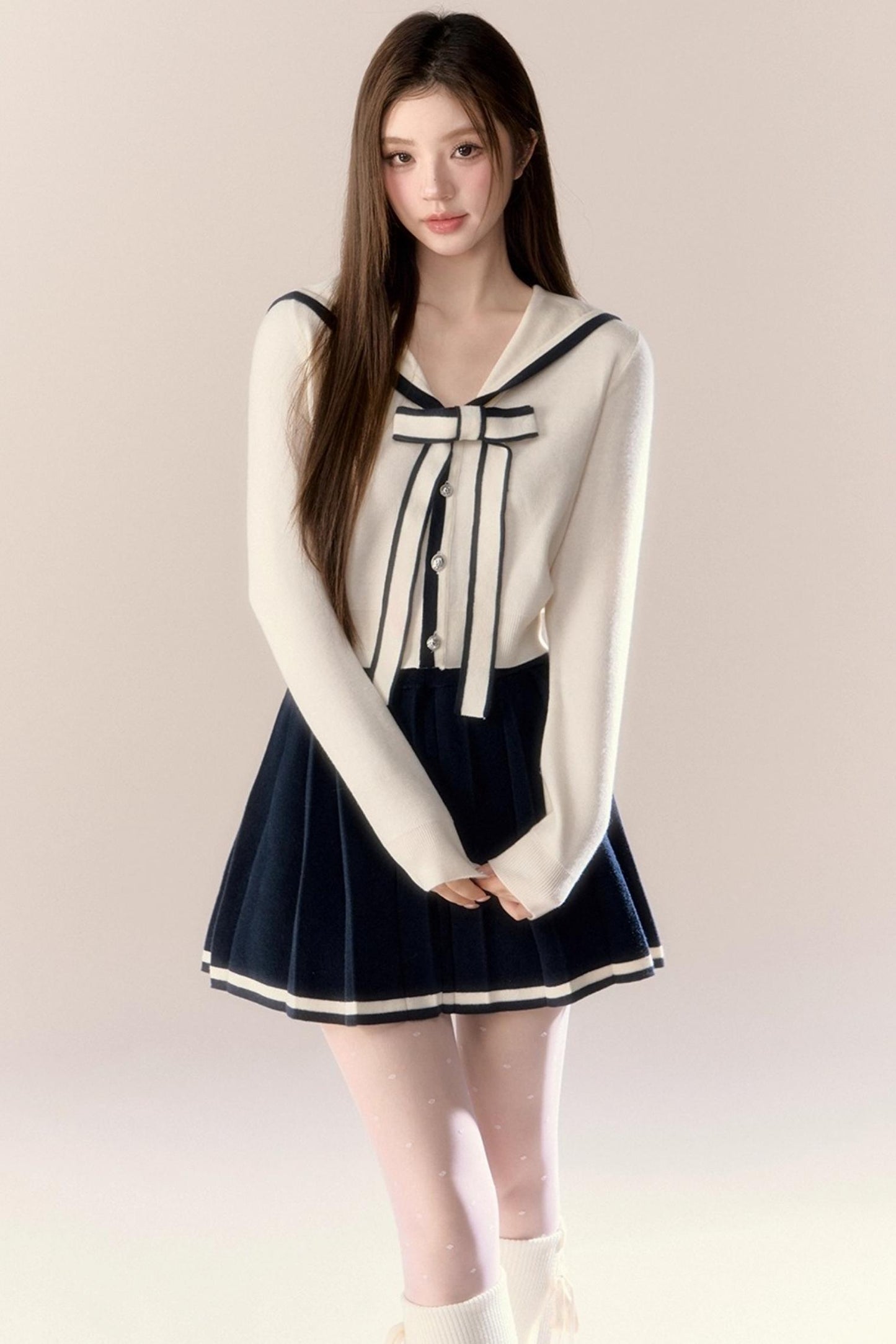 Navy Knitted Suit Set-Up