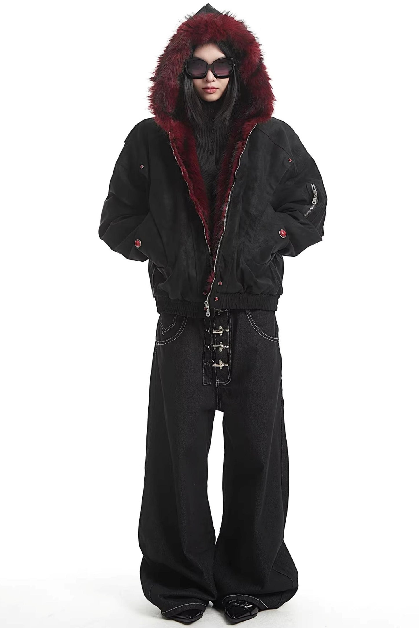 Retro Fur Collar Hooded Cotton Jacket