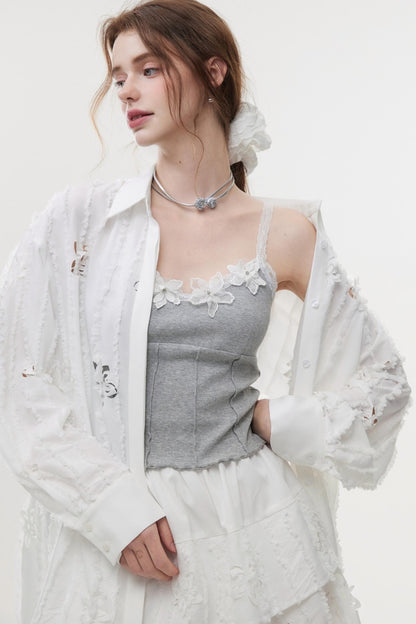 French Style Hollow Floral Two-Piece Set-Up