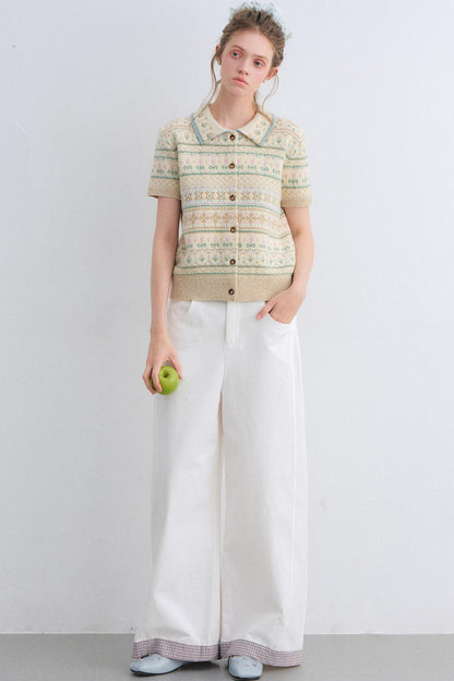 Plaid Patchwork High-Waisted Pants