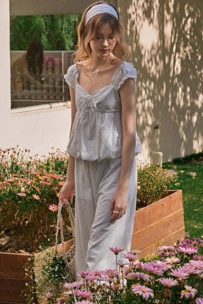 Skeleton V-Neck Ensemble Pants Set-Up