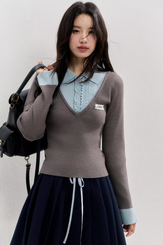 Autumn Knitted Polo Top