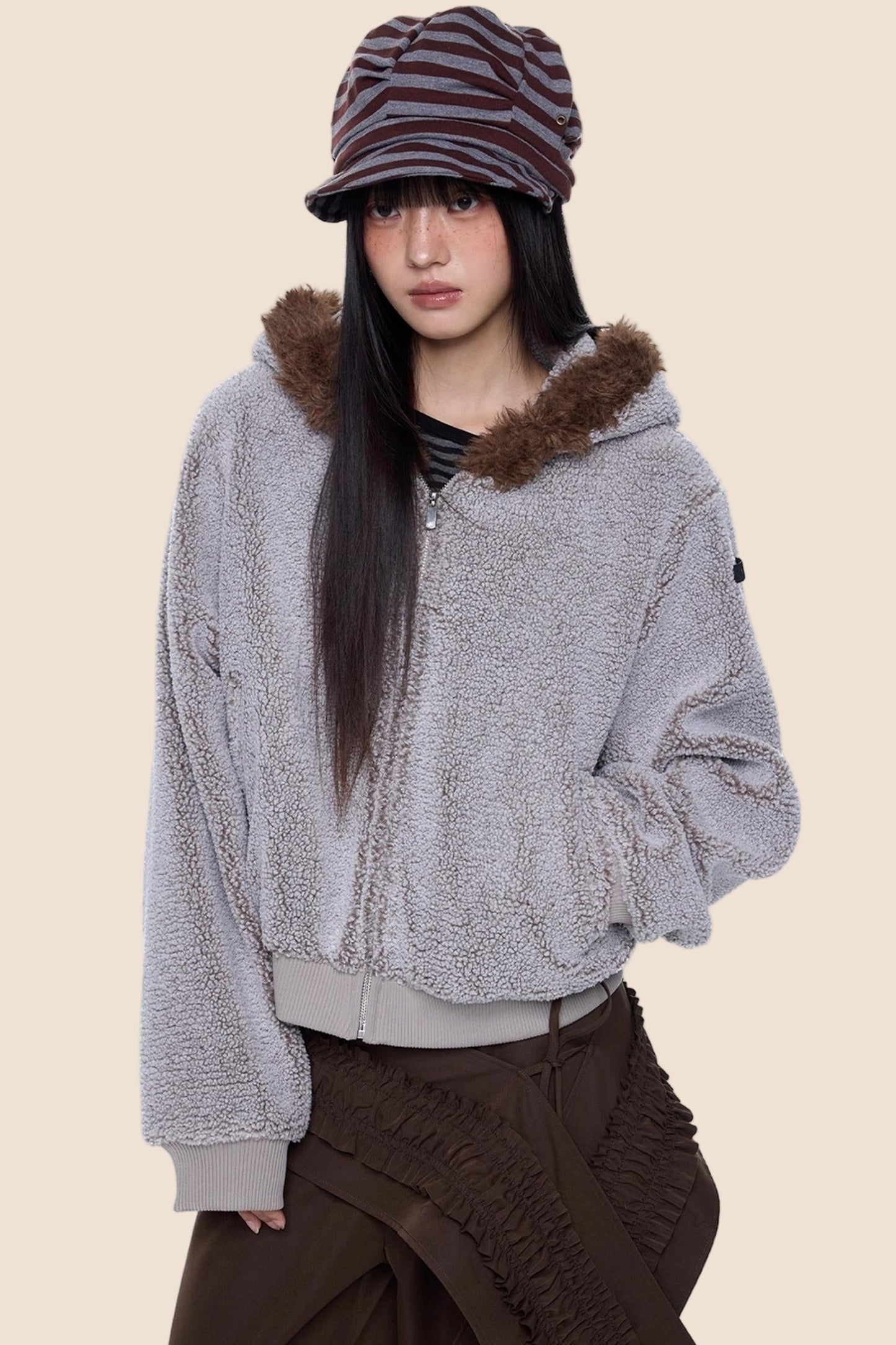 Vintage Polar Fleece Hooded Jacket