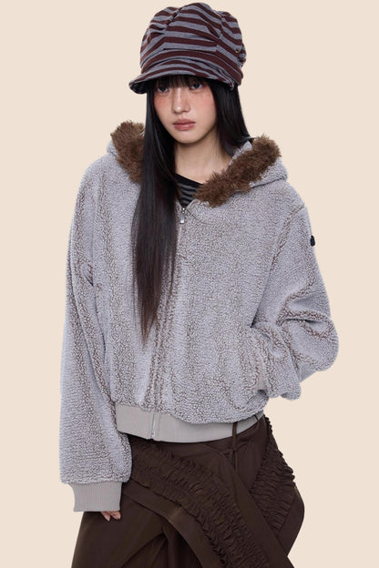 Vintage Polar Fleece Hooded Jacket