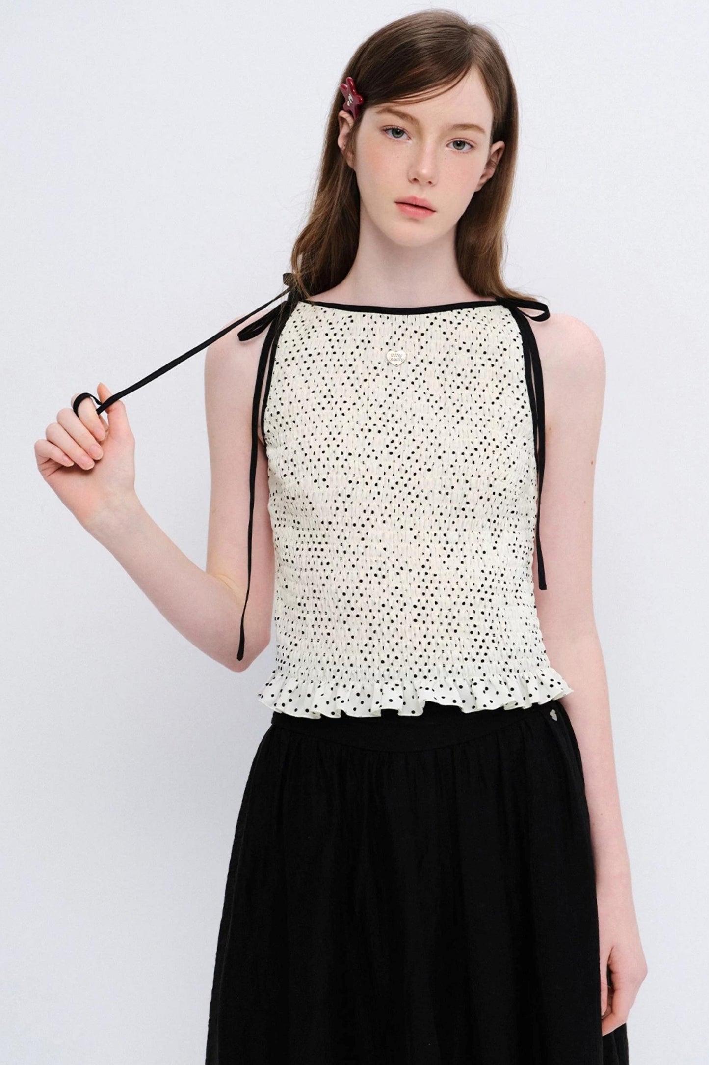 Sommerliches Sweetheart-Top mit Polka-Dots