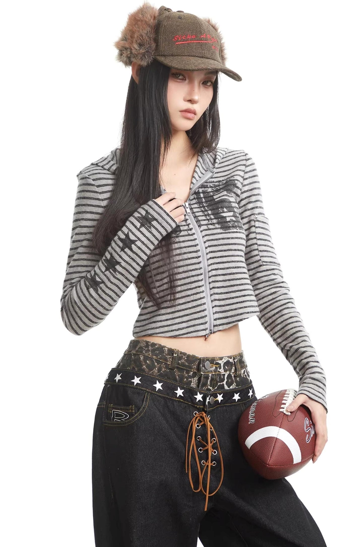 Retro Striped Hooded Sweatshirt