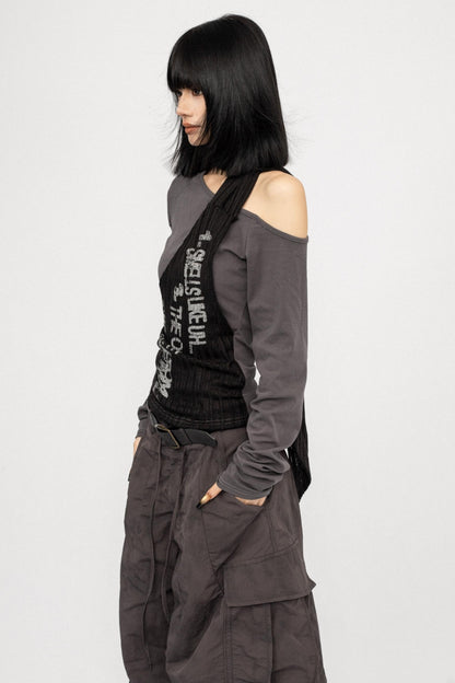 Niche Design Off-Shoulder Coffee Top