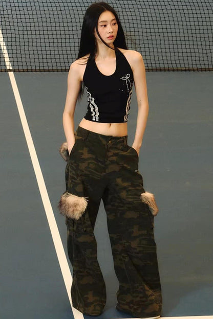 Retro-Cargohose mit Tarnmuster