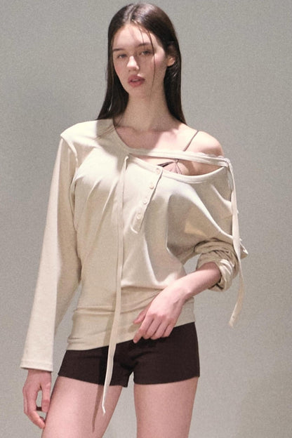 Twilight & Autumn Long-Sleeved Cinched Waist Knit Top