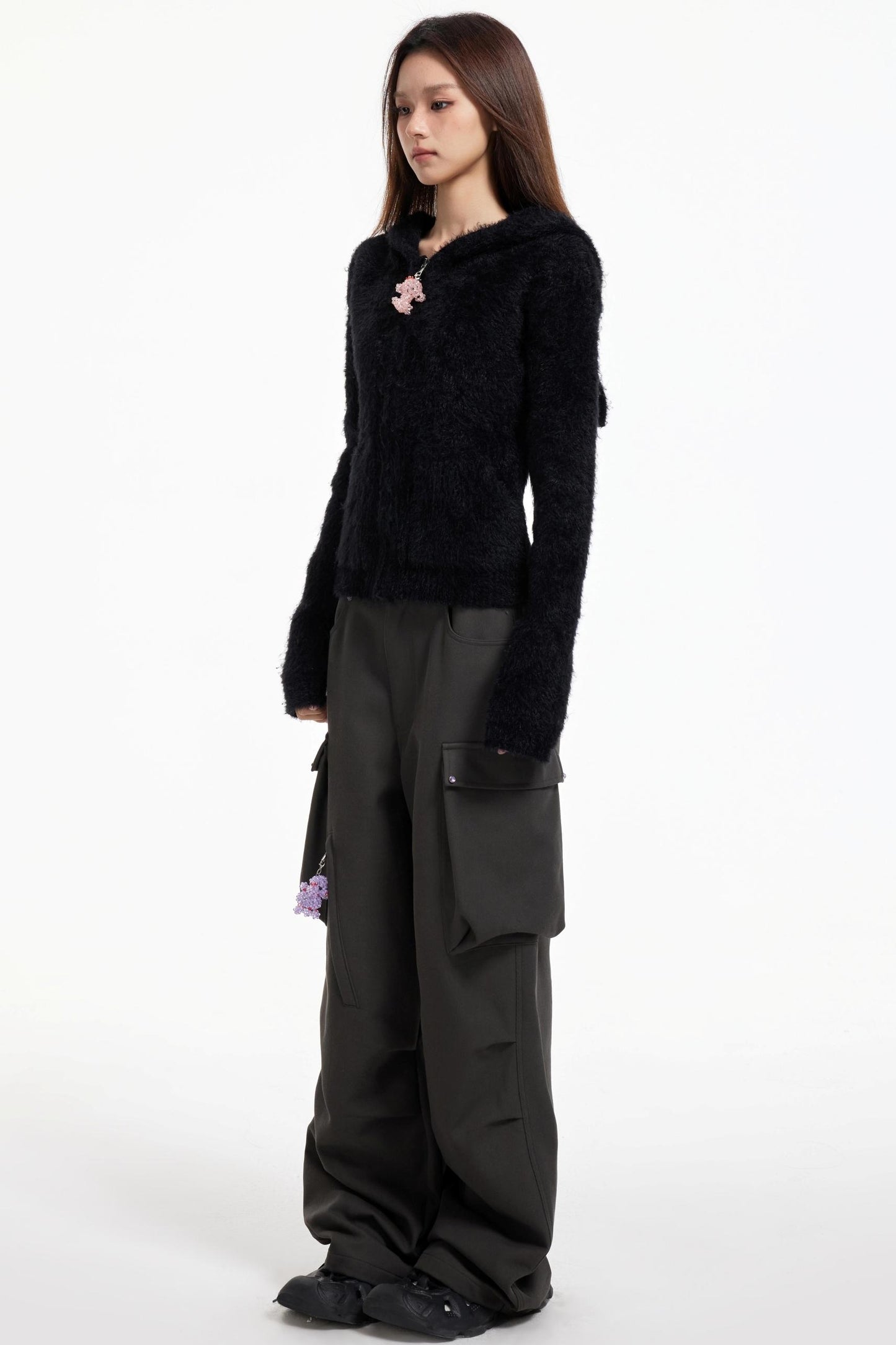 Swingable Hooded Plush Coat