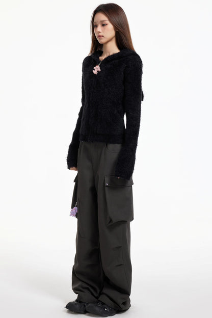 Swingable Hooded Plush Coat