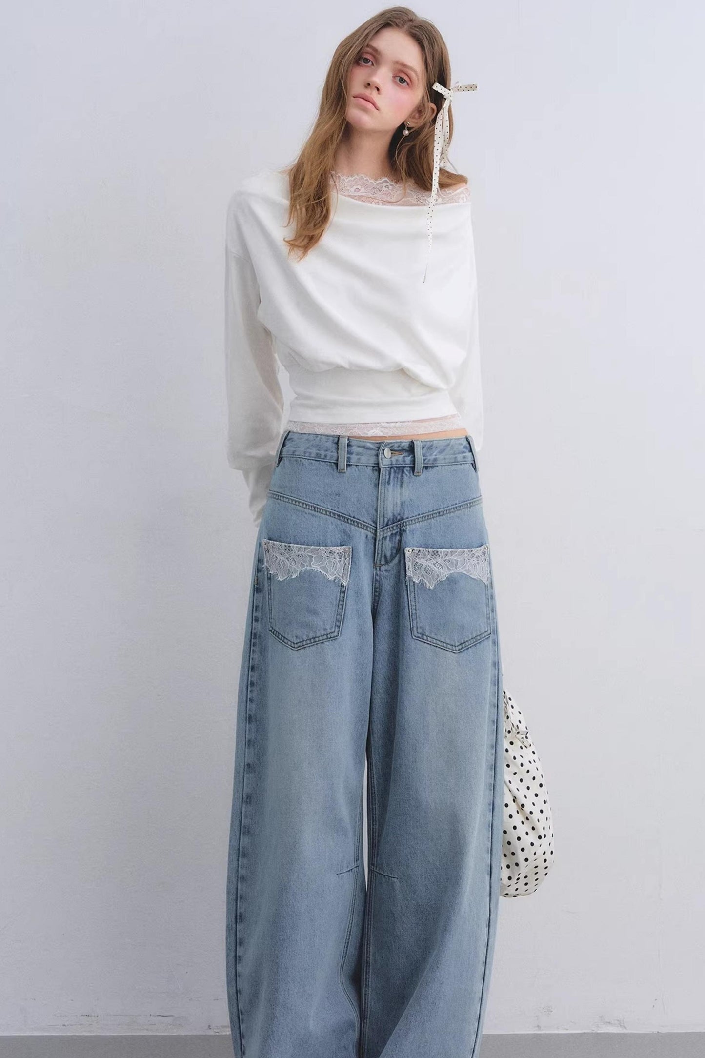 Lace Patchwork Turtleneck Top