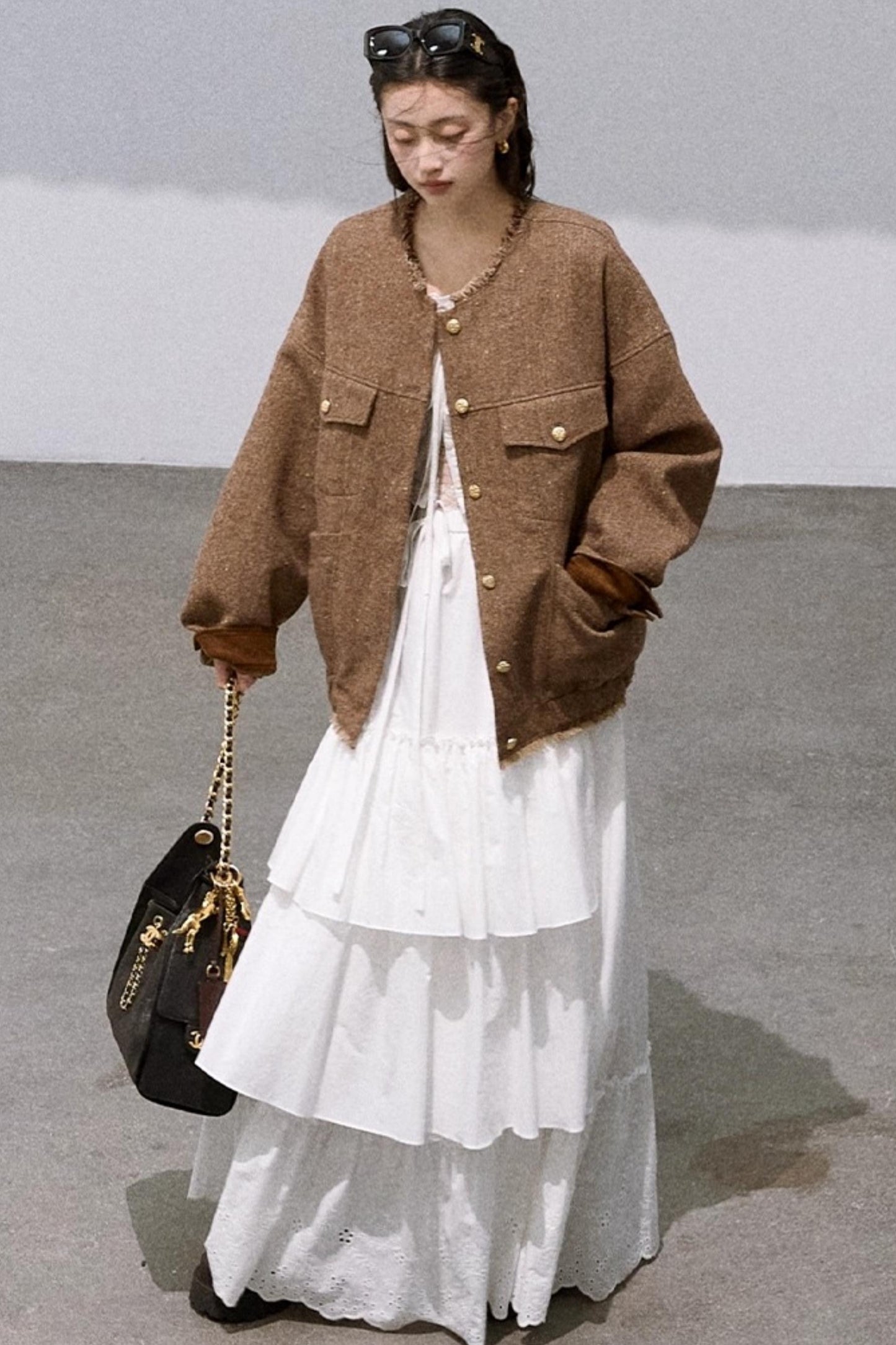 Preppy Cotton Strappy Cake Skirt Set-Up