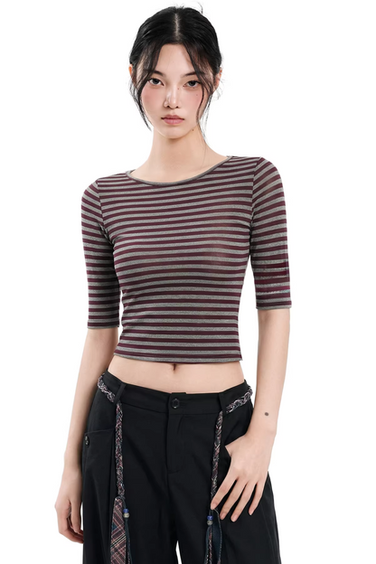 Top a righe senza schiena slim-fit