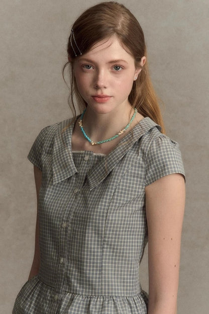 Summer Plaid Sleeve Top