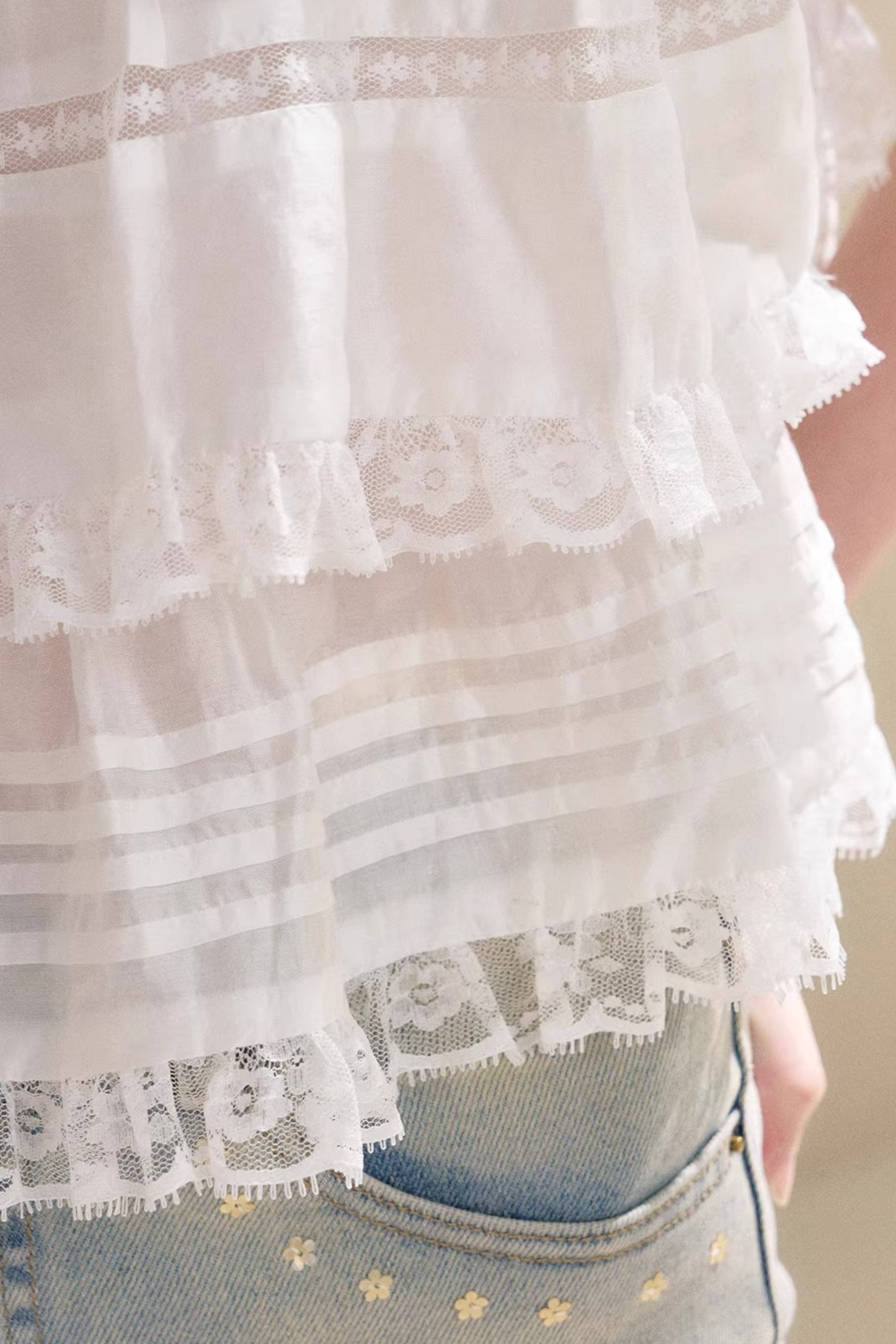 라이오셀 러플 레이스 탑 스커트 셋업