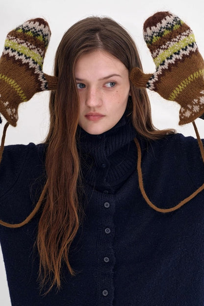 Mohair Fair Isle Knit Gloves