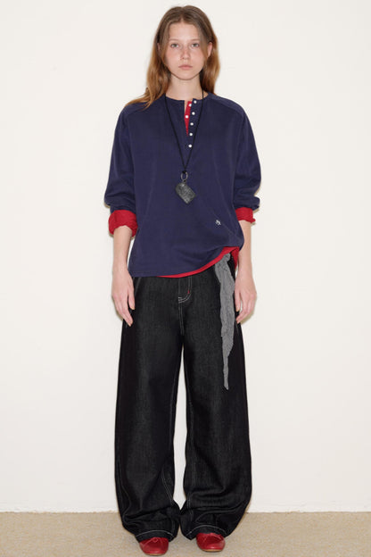 Retro Red Knot Denim Pants