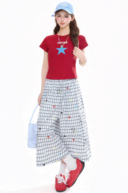 Retro Star Print Slim T-Shirt