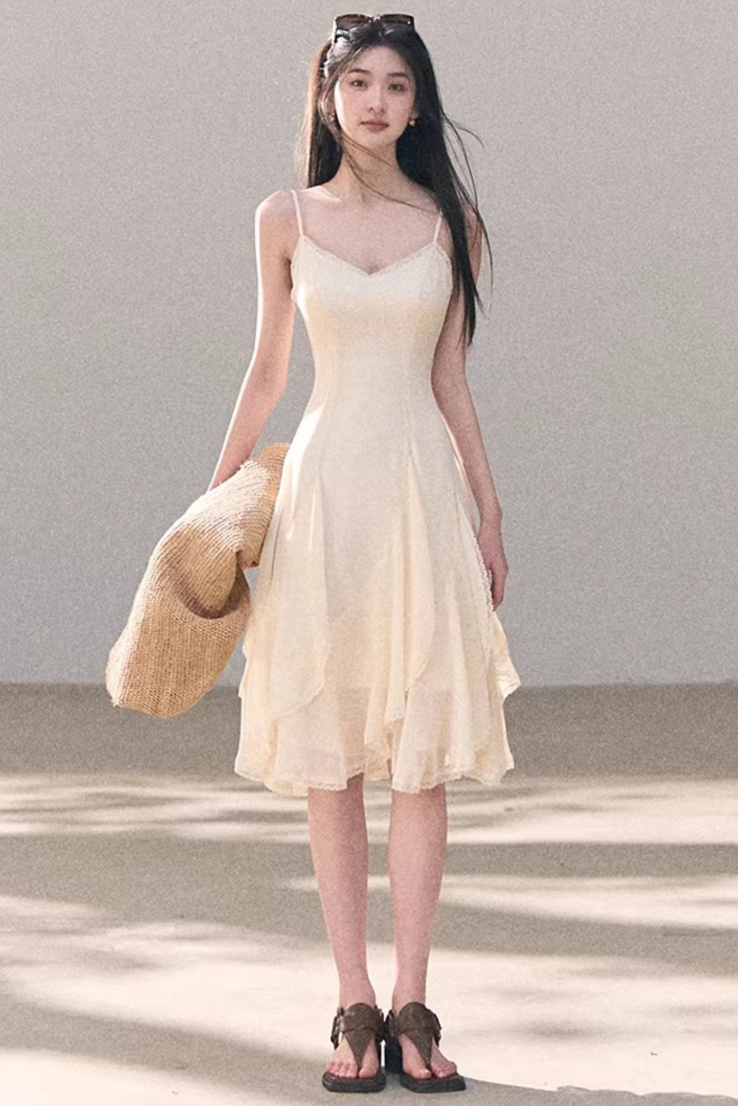 Chiffon Irregular Lace Dress