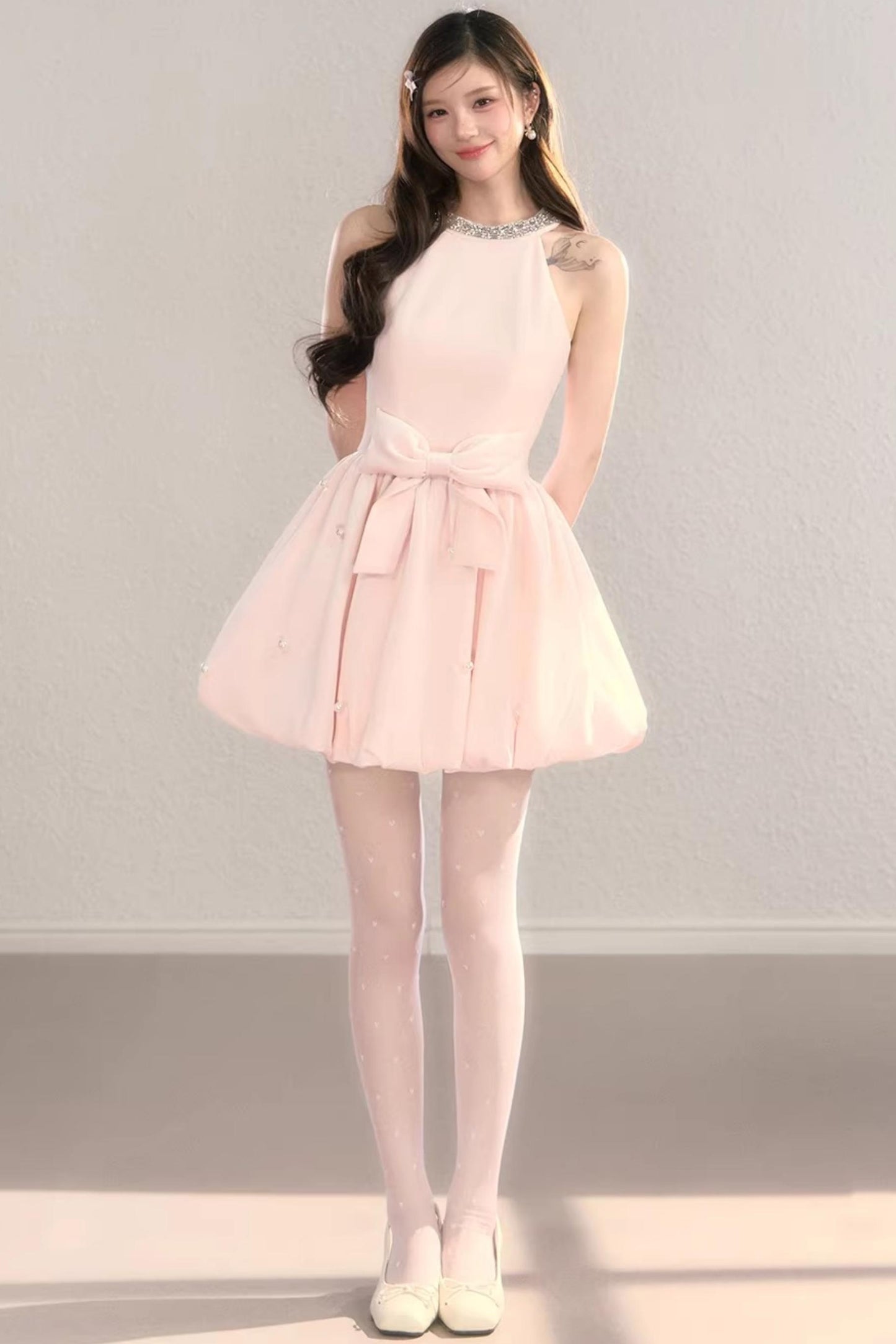 Highlight Halter Neck Puff Dress