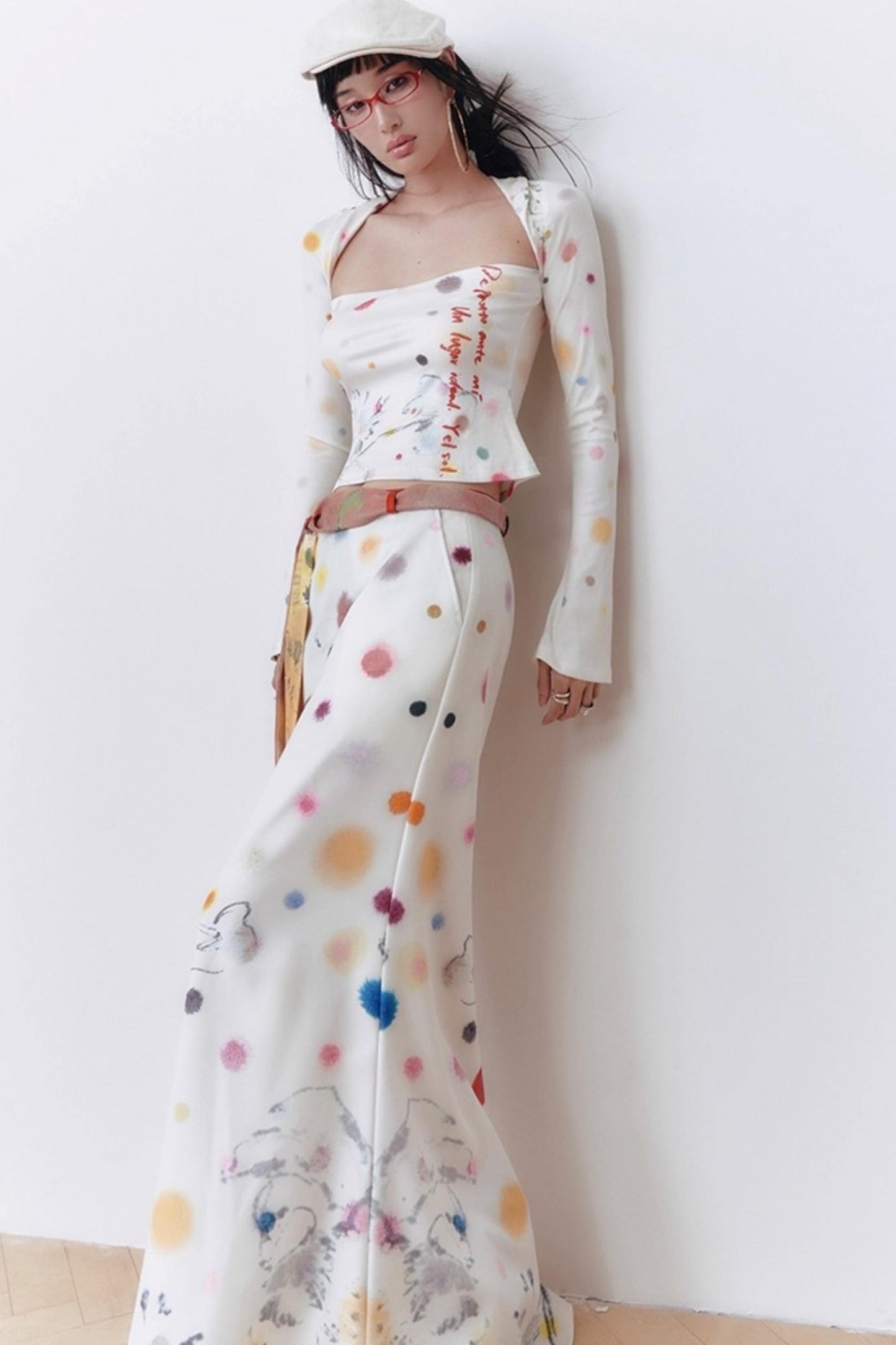 White Polka Dot A-line Skirt