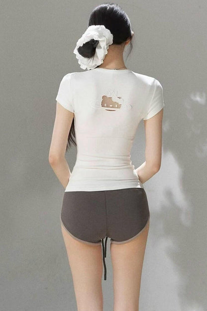 Top in maglia traforata ricamata