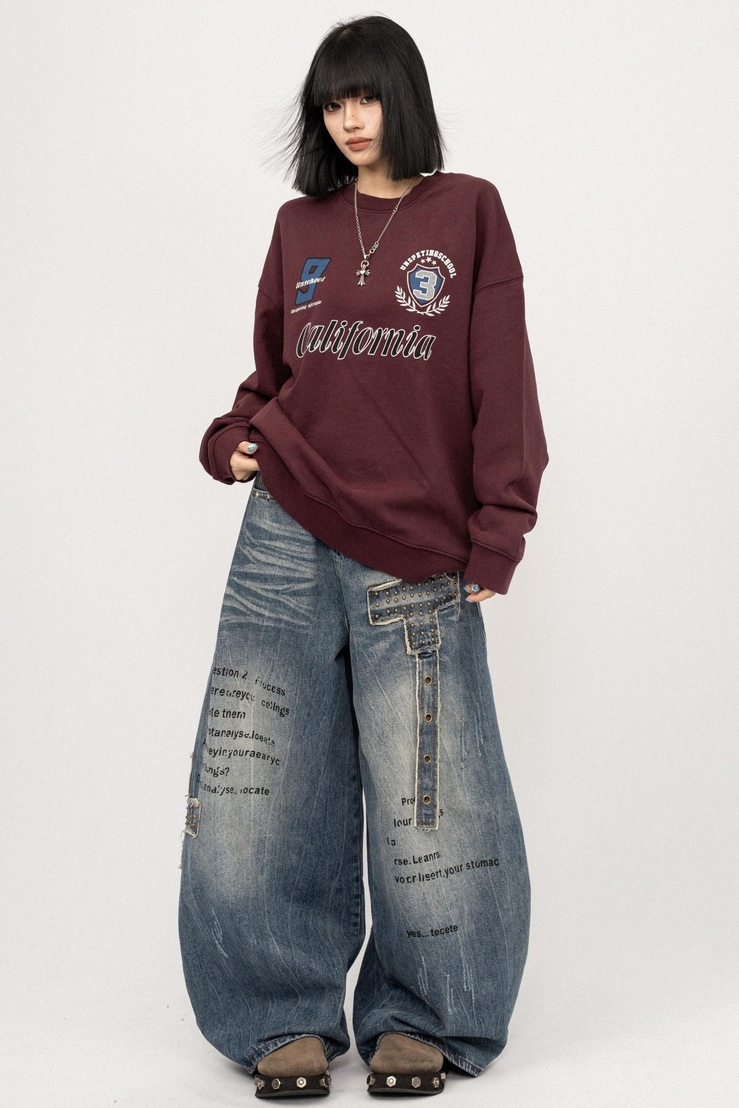 Vintage Gray Crew Neck Top