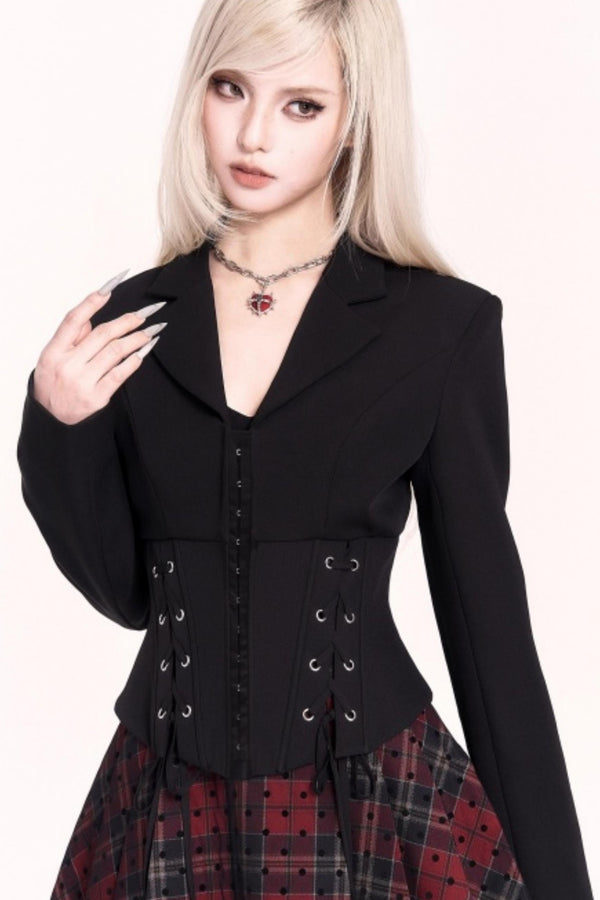 Slimming Black Lace-Up Blazer