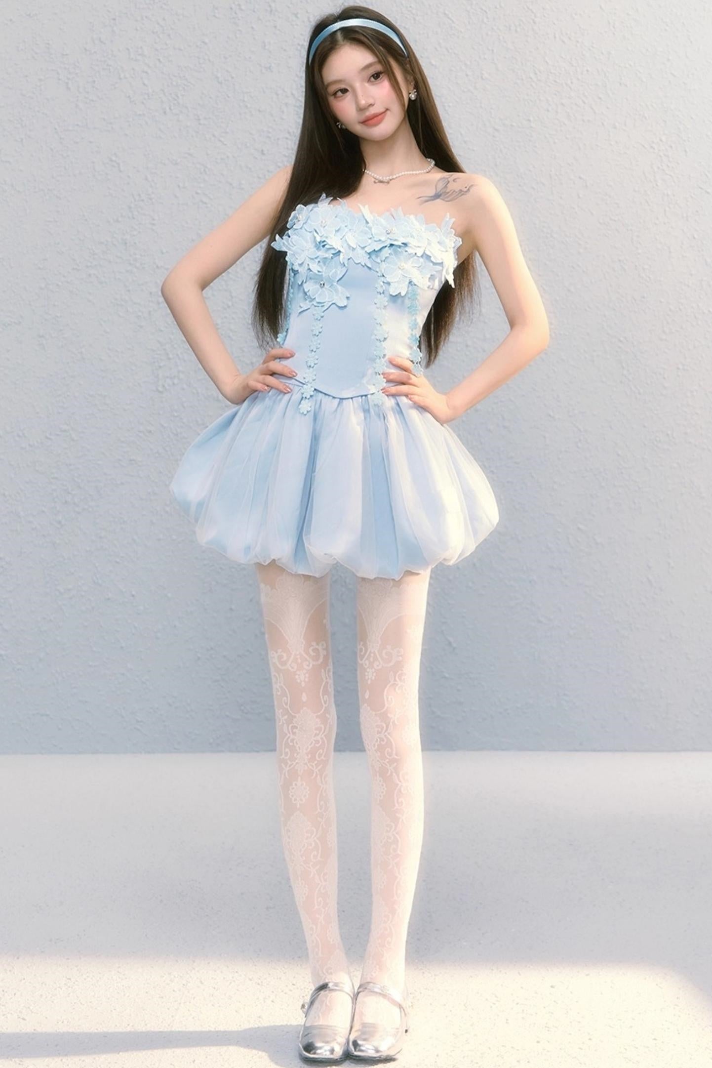 Embroidered Roses Two-Piece Skirt Set-Up