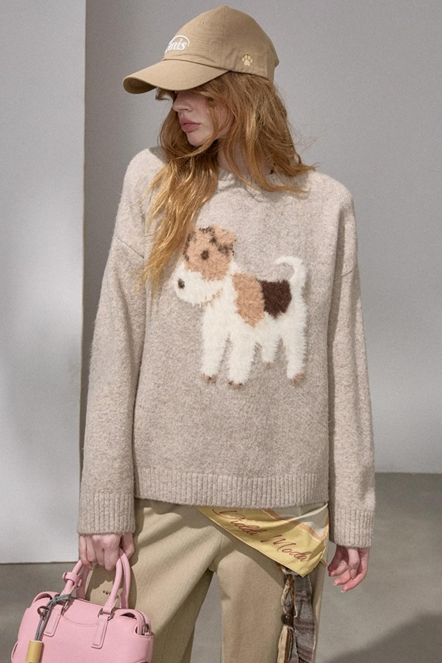 Puppy Jacquard Cloud Sweater