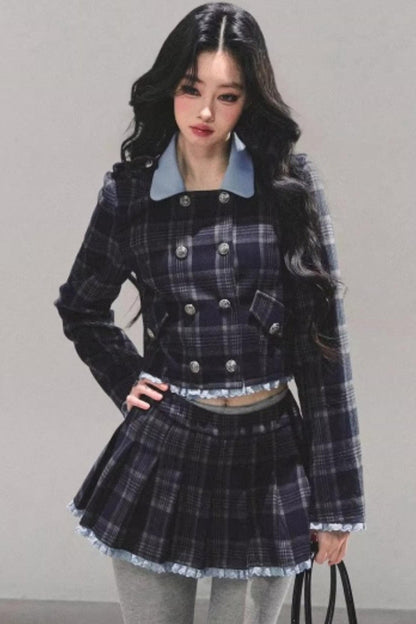 Proust Blue Plaid Suit Set-Up