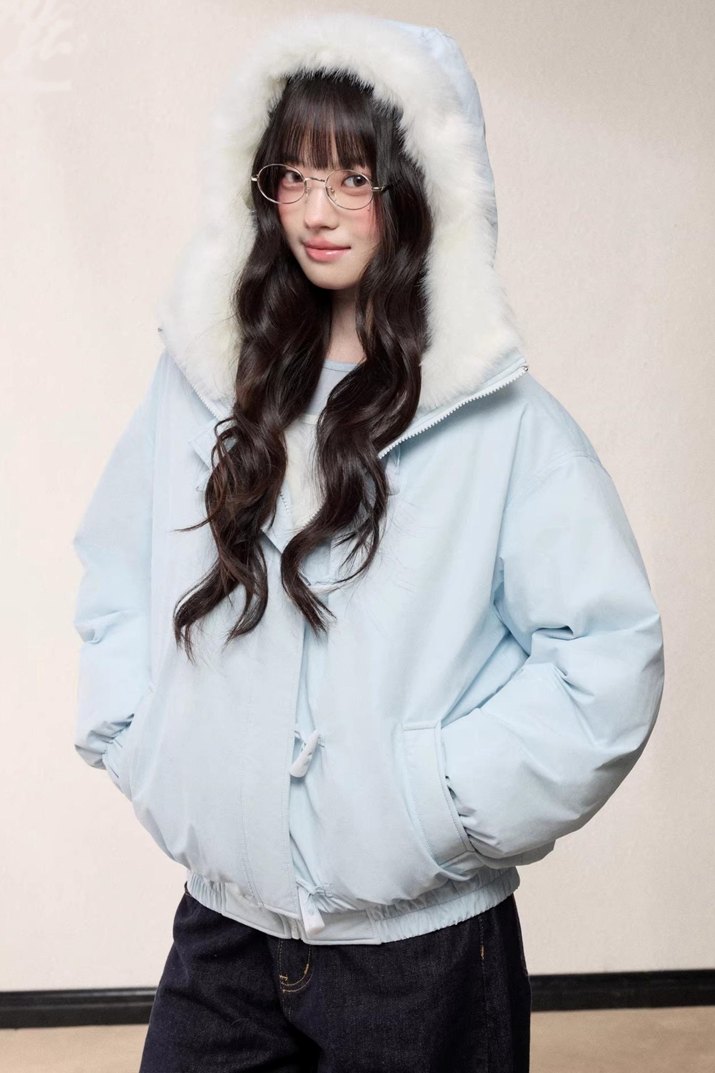Fur Collar Hooded Cotton Coat