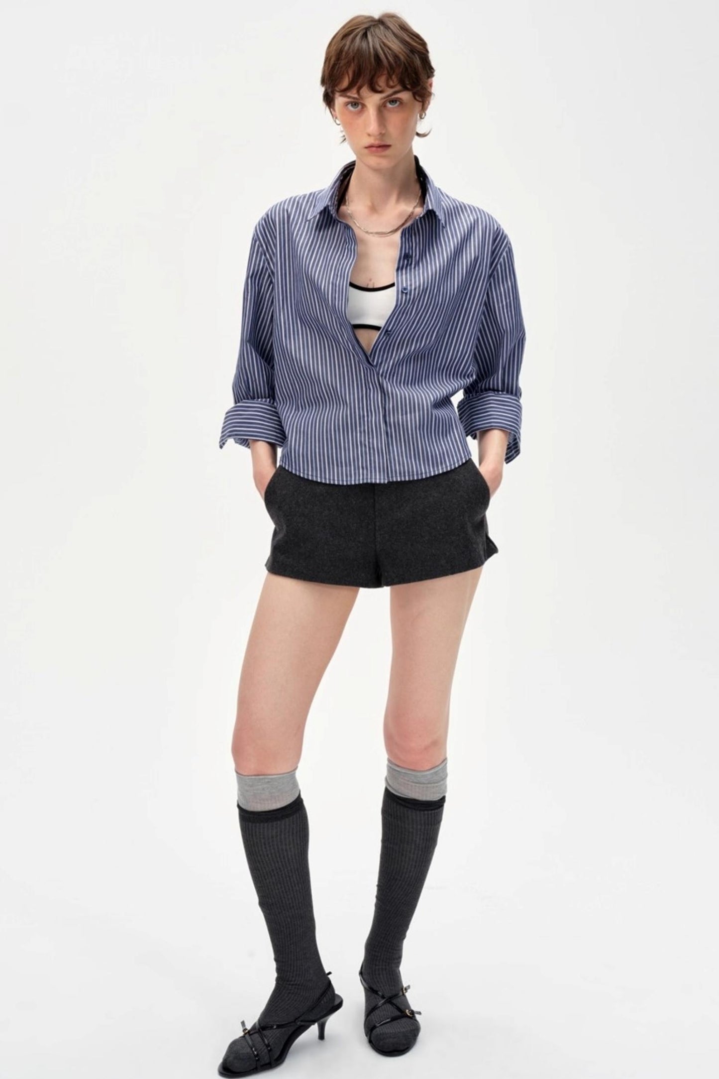 Blue and White Striped Shirt