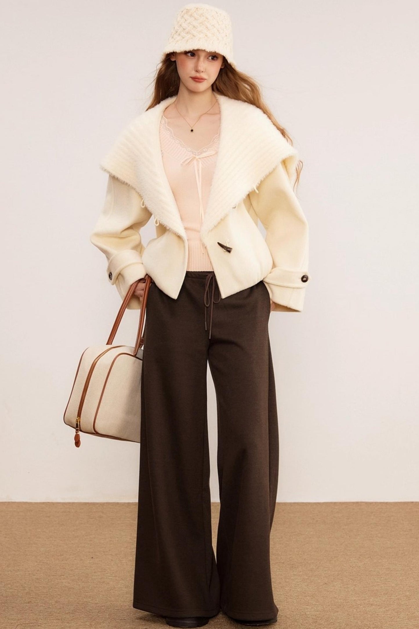 Wool Knit Wide-Leg Pants