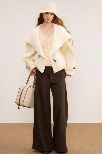 Wool Knit Wide-Leg Pants