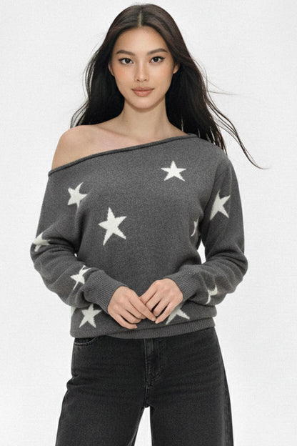 Dark Gray Off-Shoulder Sweater