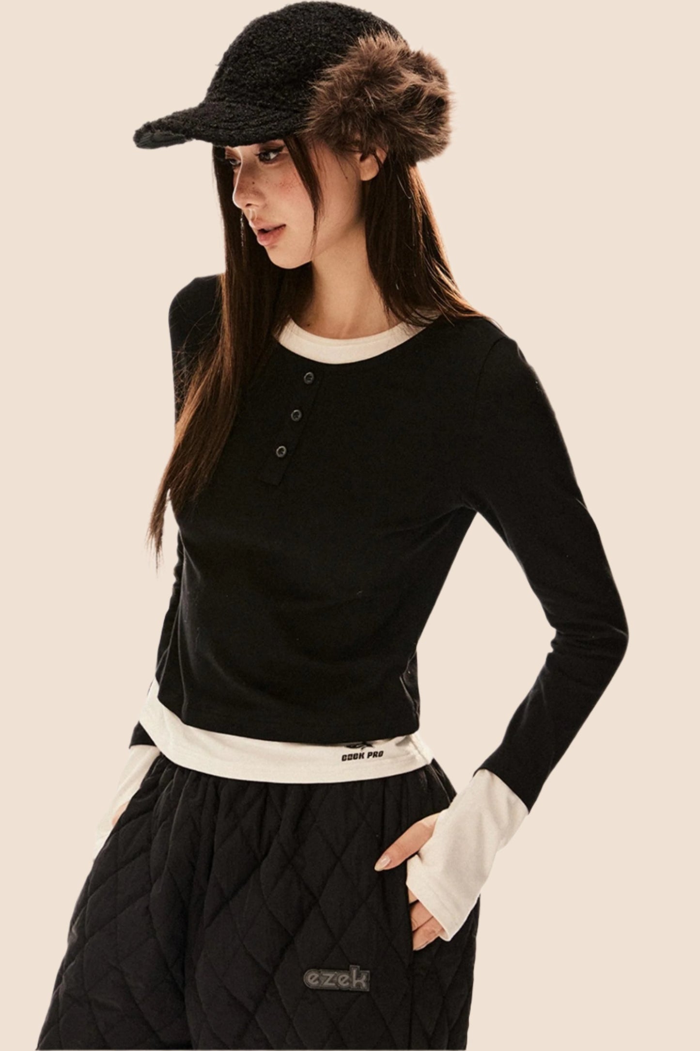 Slim Fit Fake Two-Piece Knit Top