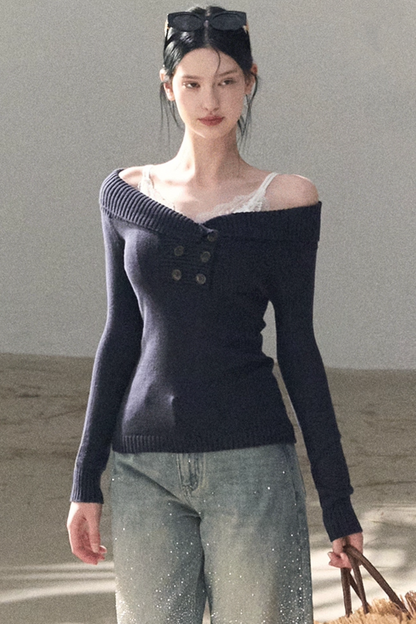 Asymmetrical Cotton Knit Top