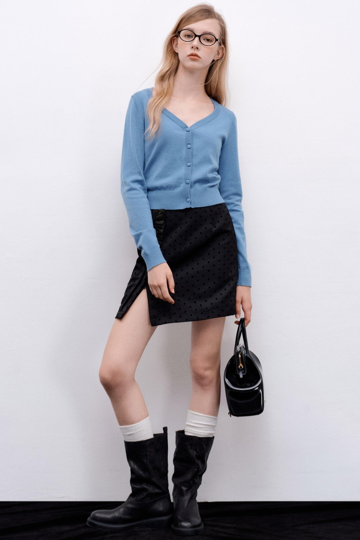 Wool Knit Cropped Sweater Top