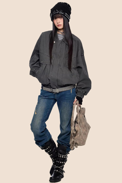 Retro gewaschene Jeansjacke