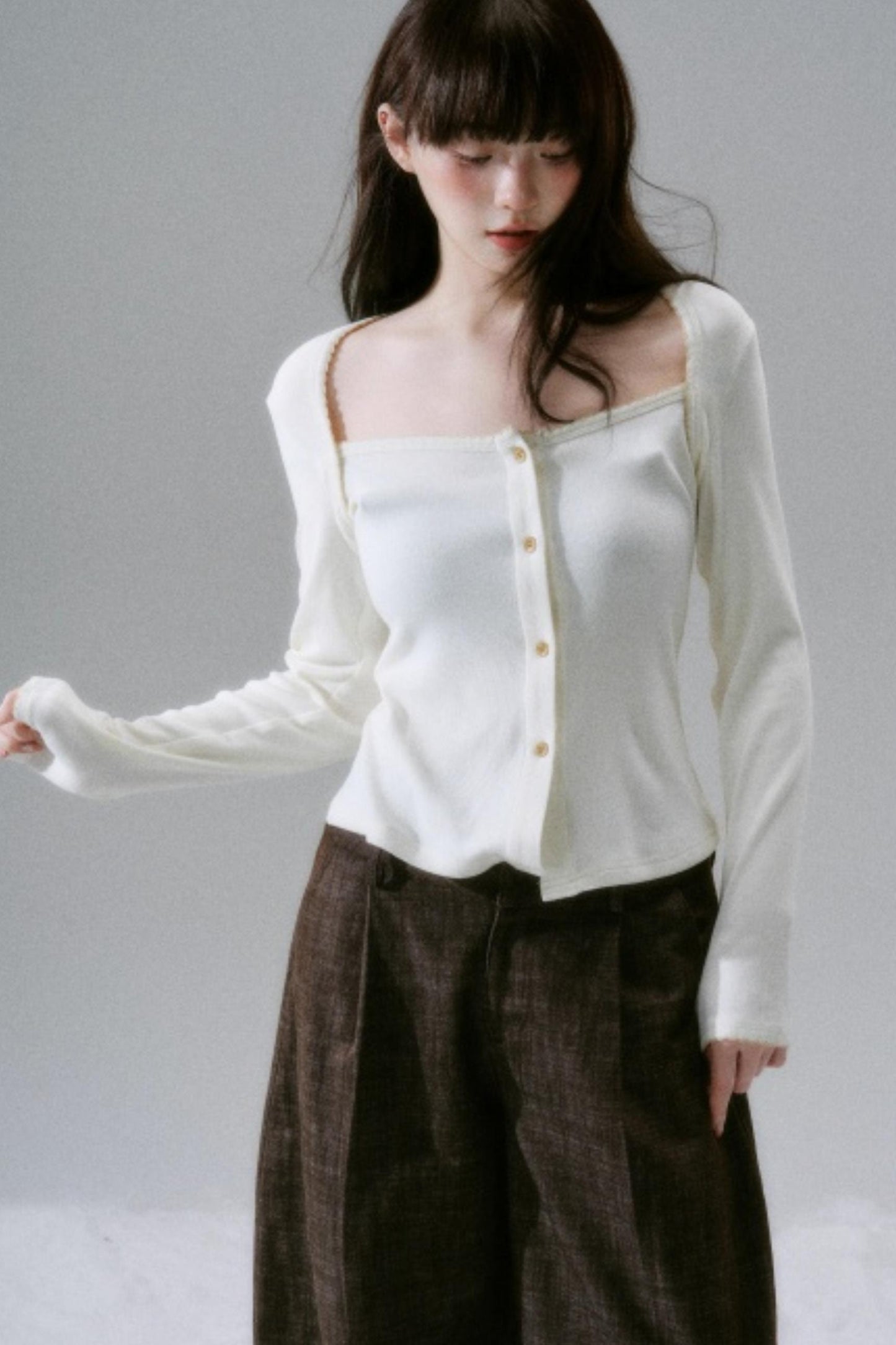 Lyocell Rabbit Fur Long-Sleeve Top