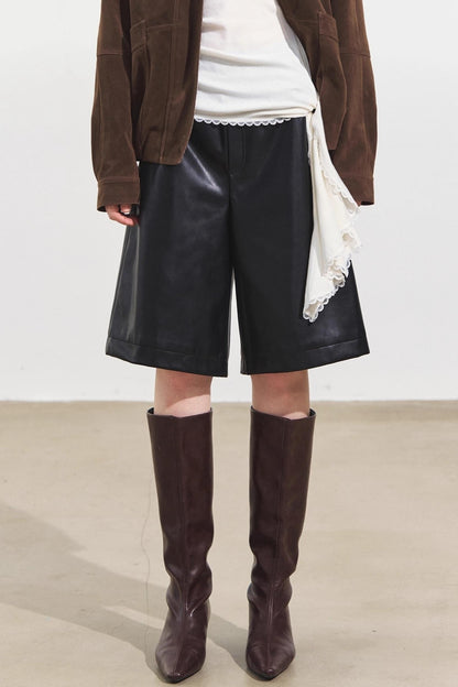 Wide-Leg Leather Trousers