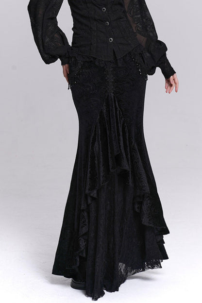 Schwarzer Samt-Mermaid-Rock