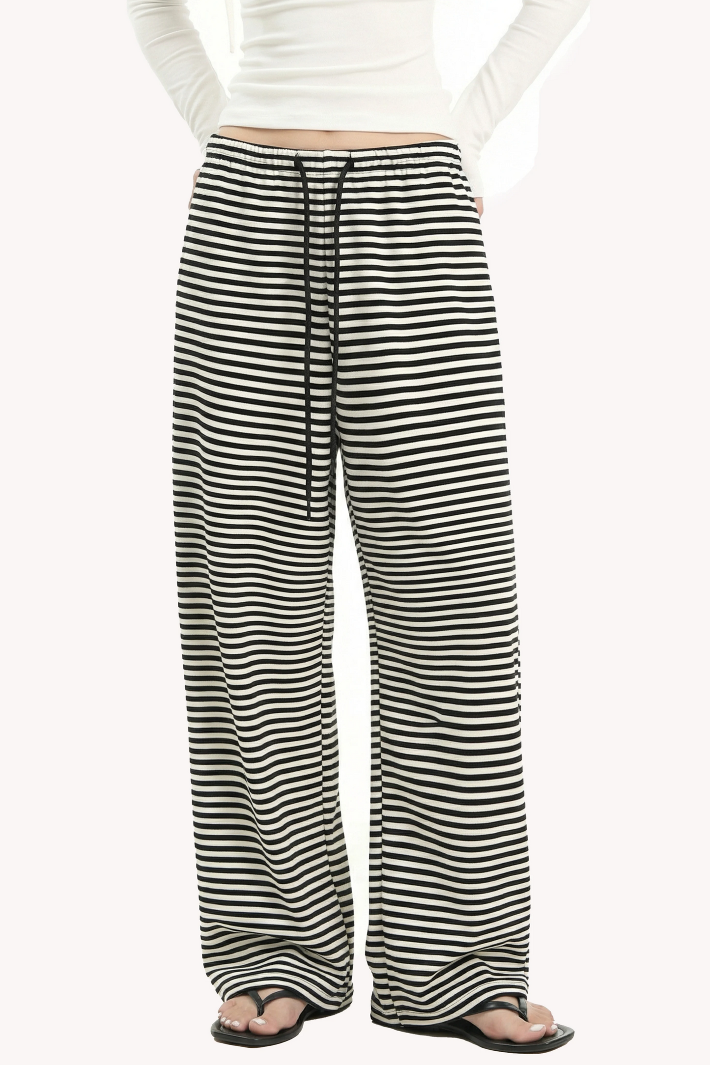 Retro Striped Wide-Leg Pants